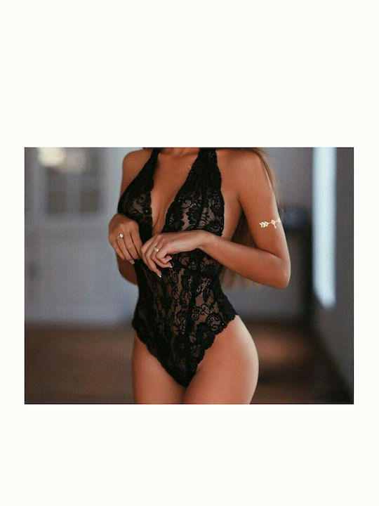 Sexy Κορμάκι με Δαντέλα Μαύρο