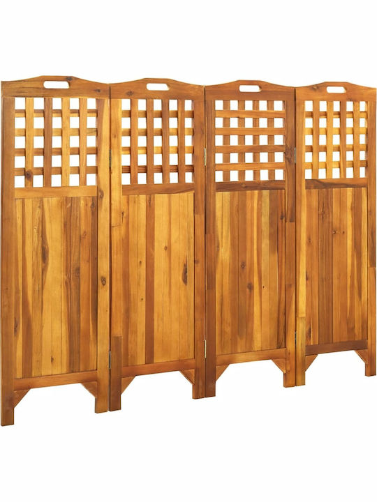 vidaXL Decorative Room Divider Wooden with 4 Panels Coffee 161x120cm