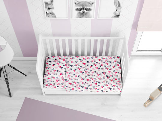 Dimcol Duvet Crib Cotton Hearts Pink 120x160cm