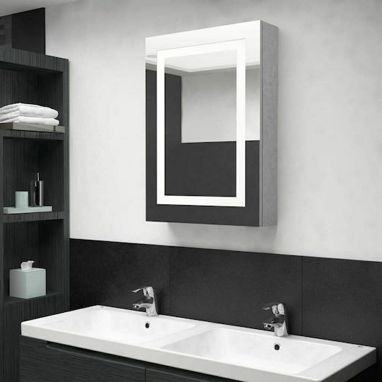 vidaXL 326488 Ορθογώνιος Led από MDF με Ντουλάπι & Υποδοχή Λαμπτήρα 50x70cm Γκρι