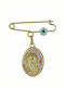 Child Safety Pin Παραμάνα Χρυσή Με Παναγίτσα & Ματάκι made of Gold 9K with Icon of the Virgin Mary for Girl MAN6KS-A