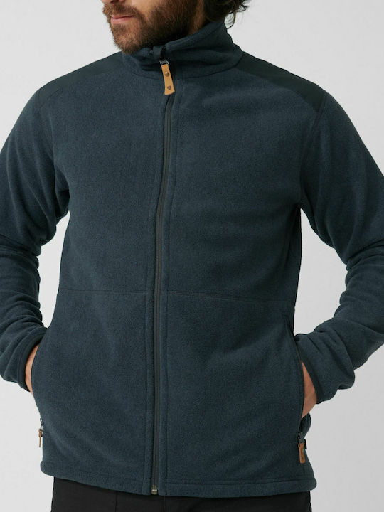 Fjallraven Sten Ανδρική Ζακέτα Fleece Navy Μπλε
