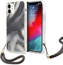 Guess Marble Plastic Back Cover with Strap Gray (iPhone 12 mini)
