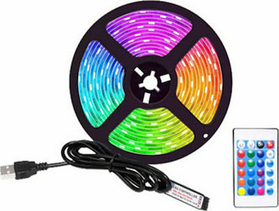 Αδιάβροχη Ταινία LED Τροφοδοσίας USB (5V) RGB Μήκους 5m Σετ με Τηλεχειριστήριο και Τροφοδοτικό Τύπου SMD5050