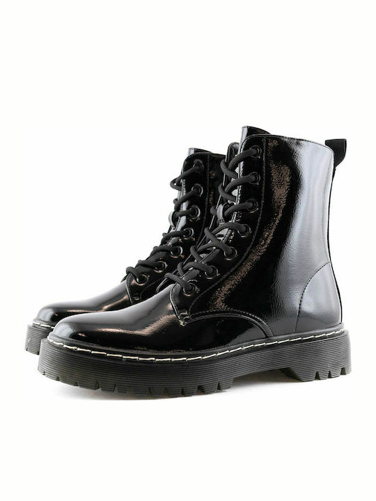 260-0004 Stiefeletten Damen aus Lackleder Schwarz
