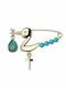 Paraxenies Child Safety Pin made of Gold Plated Silver with Cross for Boy