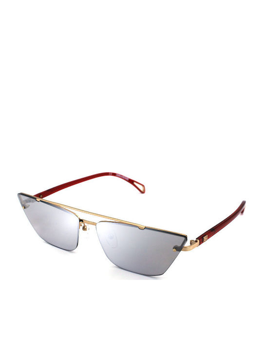 Zadig & Voltaire Women's Sunglasses with Gold Metal Frame and Silver Mirror Lens
