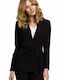 Makover Damen Mittellang Blazer Schwarz