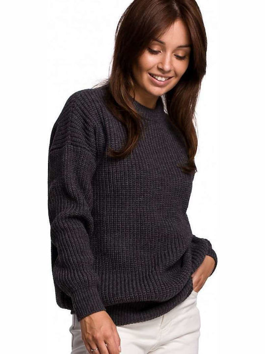 BE Knit Women's Long Sleeve Sweater Gray