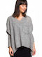 BE Knit Women's Long Sleeve Sweater with V Neckline Gray