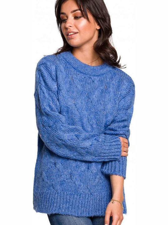 BE Knit Damen Langarm Pullover Blau