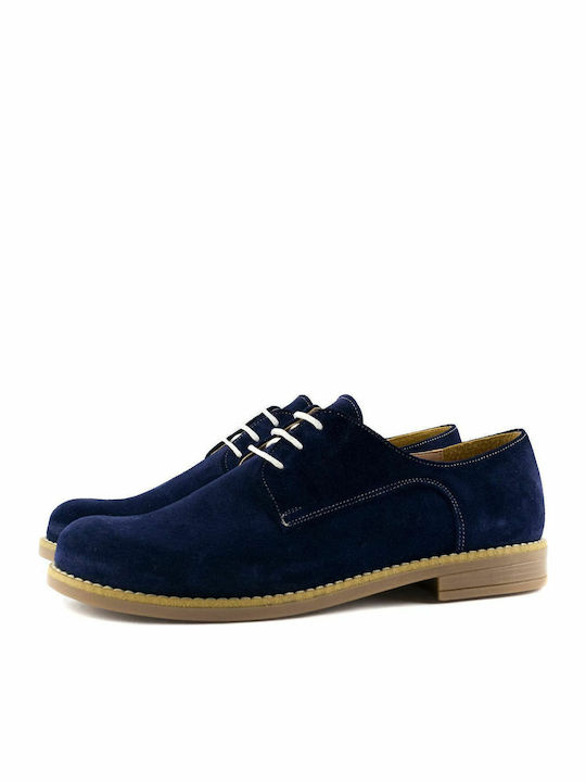 6051 Suede Γυναικεία Oxfords σε Μπλε Χρώμα