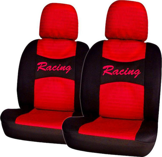 Autoline Huse Față Auto 2buc Poliester Racing Roșu / Negru