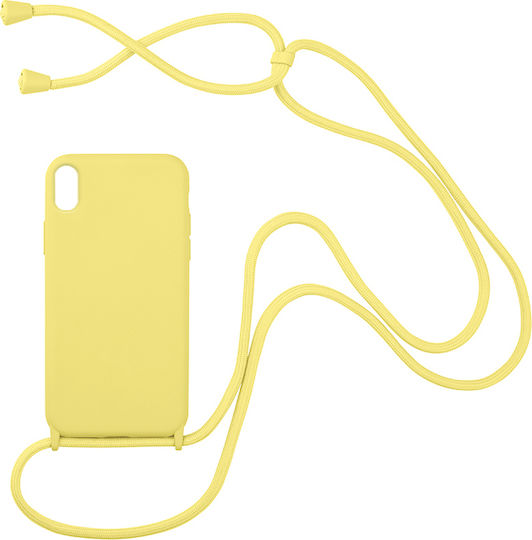 Sonique Carryhang Umschlag Rückseite Silikon 0.5mm mit Band Gelb (iPhone XS Max)