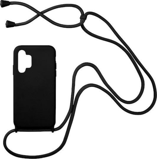 Sonique Carryhang Back Cover Silicone 0.5mm with Strap Black (Galaxy A32 4G)