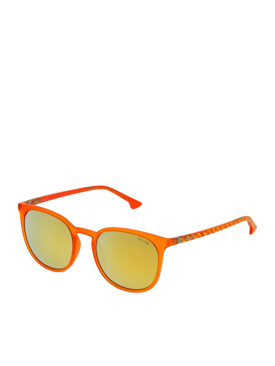 Police Jungle 2 Men's Sunglasses with Orange Plastic Frame and Gold Mirror Lens