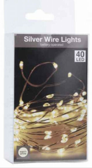 40 Lichterketten LED 2m. Warmes Weiß Batterie in Zeichenfolge 1Stück