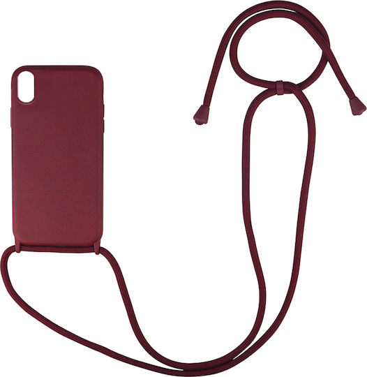 Sonique Carryhang Back Cover Silicone 0.5mm with Strap Burgundy (iPhone XR)