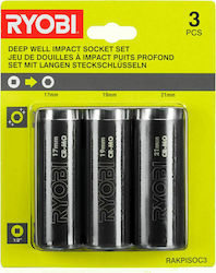 RYOBI Set of 3 pieces of sockets RAKPISOC3