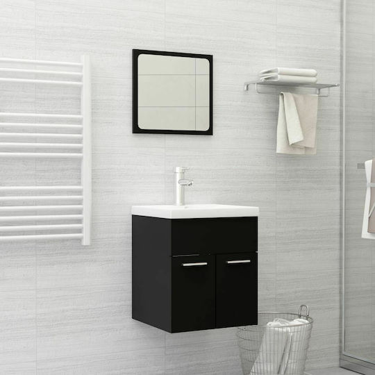 vidaXL Πάγκος με Νιπτήρα & Καθρέπτη Μ41xΒ38.5xΥ46cm Μαύρος