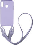 Sonique Carryhang Liquid Strap Back Cover Silicone 0.5mm with Strap Lilac (Galaxy A20s)
