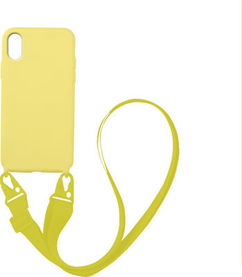 Sonique Carryhang Liquid Strap Back Cover Σιλικόνης με Λουράκι Κίτρινο (iPhone XS Max)