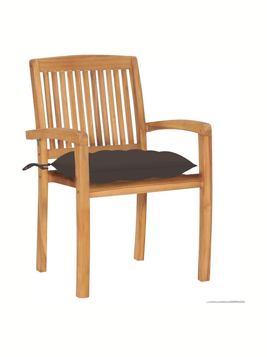 Καρέκλα Εξωτερικού Χώρου Ξύλινη Teak / Taupe Μα...