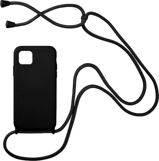 Sonique Carryhang Umschlag Rückseite Silikon 0.5mm mit Band Schwarz (Galaxy A22 5G)