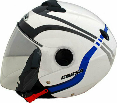 Corsa CX90 Jet Helmet ECE 22.05 Λευκό / Μπλε 913CX09020