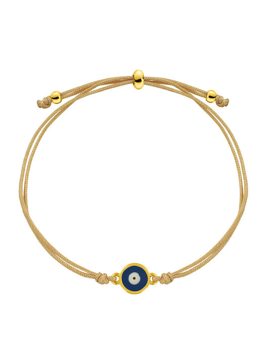 Bracelet with design Eye made of Cord Gold Plated