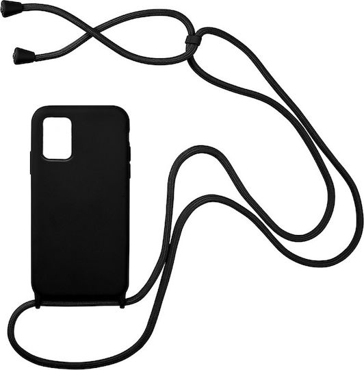 Sonique Carryhang Back Cover Σιλικόνης 0.5mm με Λουράκι Μαύρο (Galaxy A71)