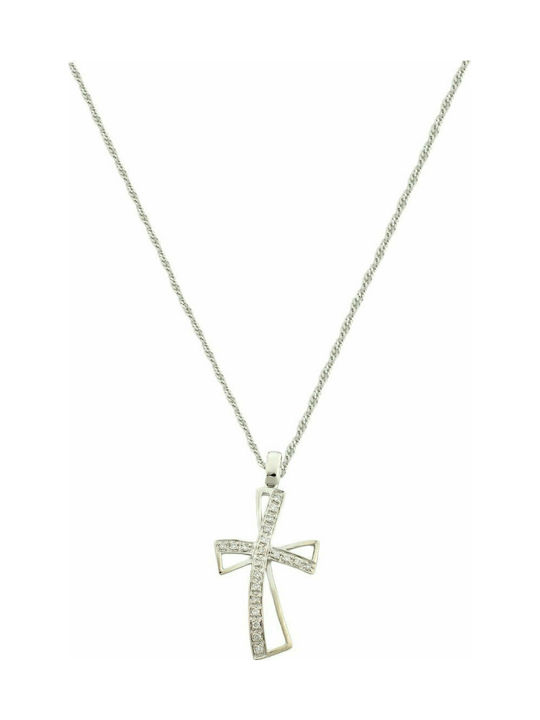 Mertzios.gr White Gold Cross 18K with Chain