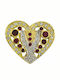 Mertzios.gr Pin Herz mit Zirgon aus Gold Gelb