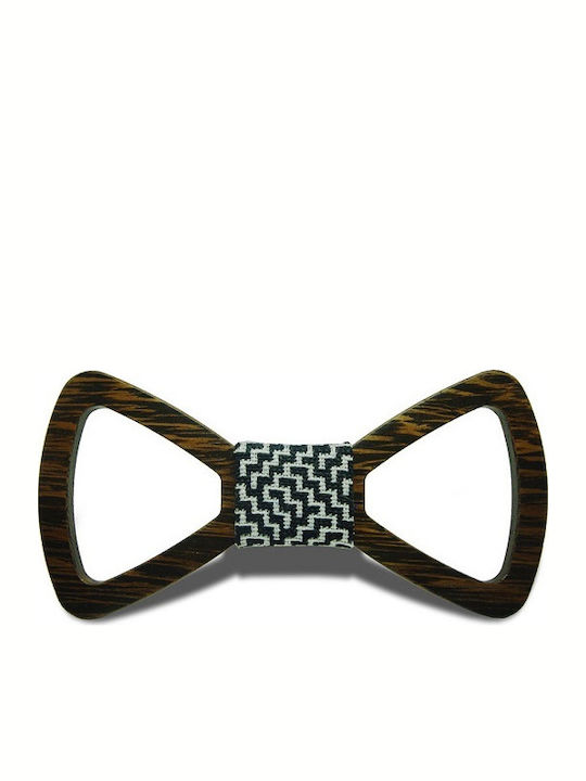 Wooden Bow Tie Black / White BTW02