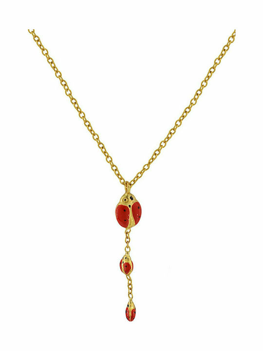 Mertzios.gr Gold Chain Kids Necklaces Ladybag Red 14K KL130218250X