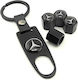 Car Tire Valve Caps with Logo Mercedes with Mercedes Keychain Black 4pcs