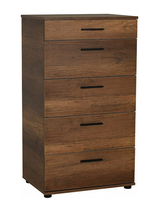 Trendline Wooden Chest of Drawers with 5 Drawers Καρυδί 60x44x108cm