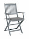 Scaun de exterior Lemn Patină gri / Pernă gri cu pernă 2buc 54x57x91cm