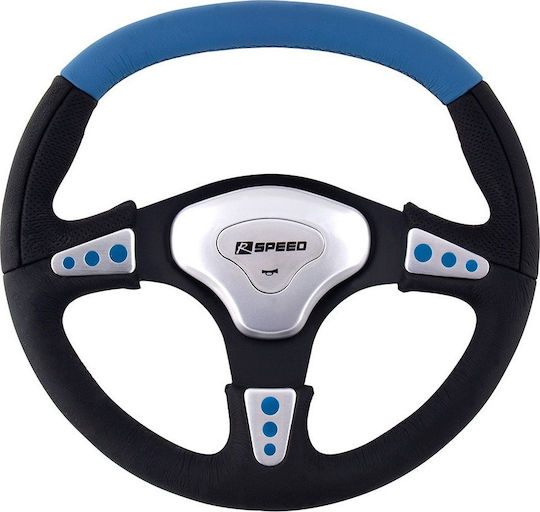 Carman R Speed Leather Three Spoke Car Steering Wheel with 35cm Diameter Black/Blue