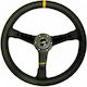 Luisi Mirage Corsa Leather Three Spoke Car Steering Wheel with 35cm Diameter Yellow/Black