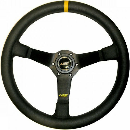 Luisi Mirage Corsa Leather Three Spoke Car Steering Wheel with 35cm Diameter Yellow/Black