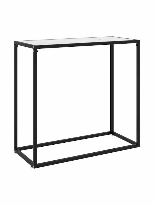 Console Table Metal with Glass Surface White / Black L80xW35xH75cm