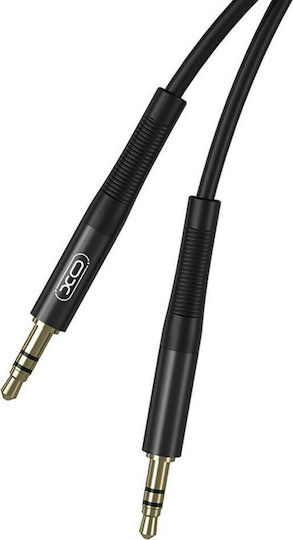 XO 3,5mm Klinkenkabel mit 3,5mm Stecker - Schwarz 1m mit Vergoldeten Anschlüssen