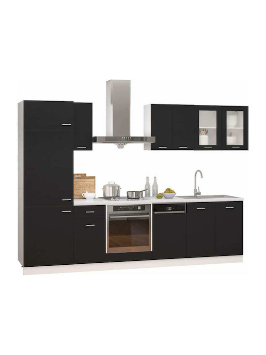 Floor / Wall Kitchen Cabinets Set Μαύρο L295xW46xH207cm