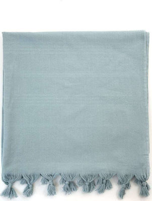 Pennie Klima Beach Towel Cotton Light Blue with Fringes 170x90cm.