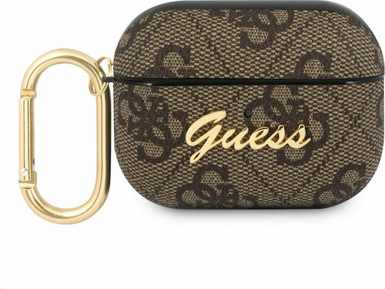 Guess Case Synthetic Leather with Hook in Brown color for Apple AirPods Pro