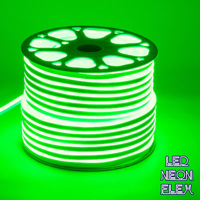 GloboStar Rezistentă la apă Bandă Neon Flex LED Alimentare 220V cu Lumină Verde Lungime 1m și 120 LED-uri pe Metru