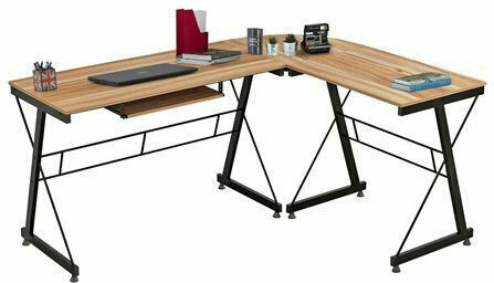 Corner Computer Desk Walnut 158x120x74cm Walnut - Black Corner Computer Desk Walnut 158x120x74cm Walnut - Black