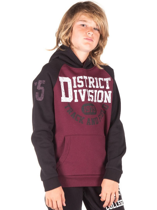 District75 Fleece Kinder Sweatshirt mit Kapuze und Taschen Burgundisch