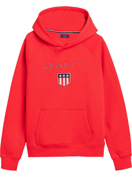 Gant Kids Sweatshirt with Hood and Pocket Red